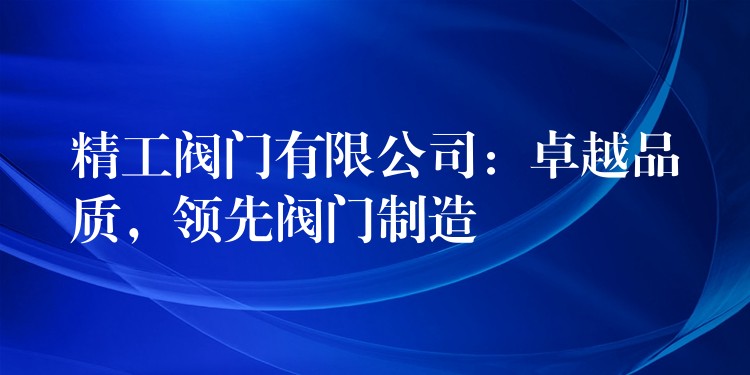 精工阀门有限公司：卓越品质，领先阀门制造