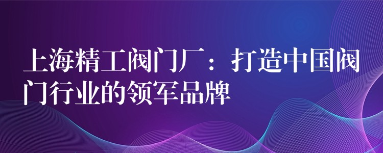 上海精工阀门厂：打造中国阀门行业的领军品牌